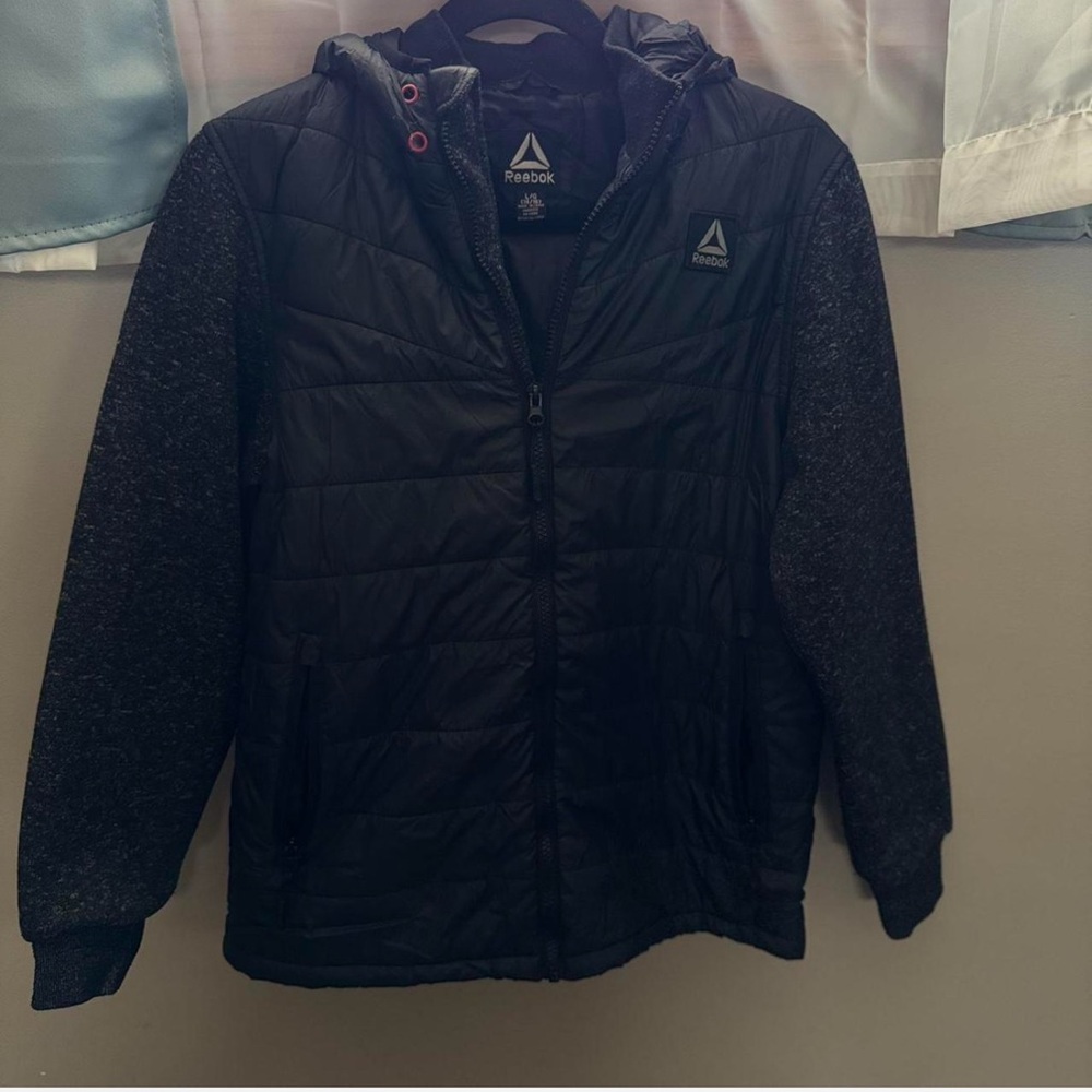 Reebok Black Quilted Jacket with Red Accents